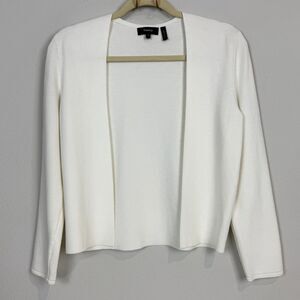 Theory White Open Front Cardigan Sweater L